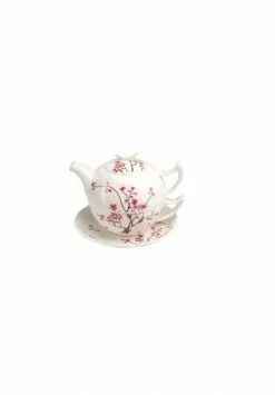 Tea Logic Tea For One Cherry Blossom (Tasse 0,25l, Kanne 0,5l, Untertasse) Weiß, Rosa