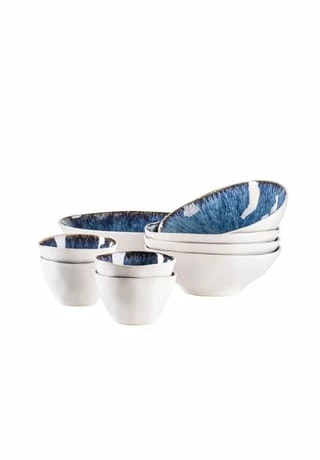 MÄSER Salatschüssel-Set, Steinzeug FROZEN Blau 3 MÄSER Salatschüssel-Set, Steinzeug FROZEN Blau