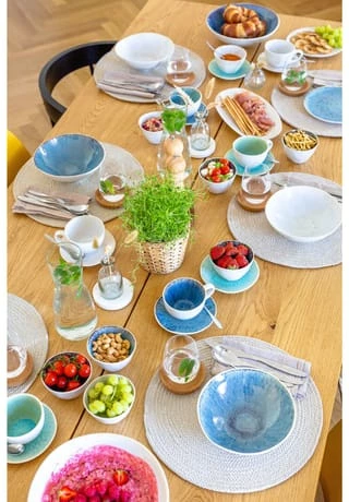 MÄSER Salatschüssel-Set, Steinzeug FROZEN Blau 4 MÄSER Salatschüssel-Set, Steinzeug FROZEN Blau – Bild 2