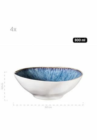 MÄSER Salatschüssel-Set, Steinzeug FROZEN Blau 8 MÄSER Salatschüssel-Set, Steinzeug FROZEN Blau – Bild 6