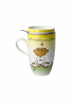 Goebel Teetasse Mit Deckel Und Sieb Der Kleine Yogi - "Eat Chill Love" Bunt -KARAFFEN-KRUEGE Verkäufe unnamed file 178