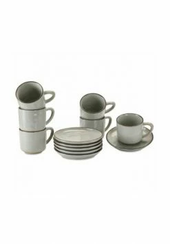 LOBERON Tasse Mit Untertasse 6er Set Biarré Grau