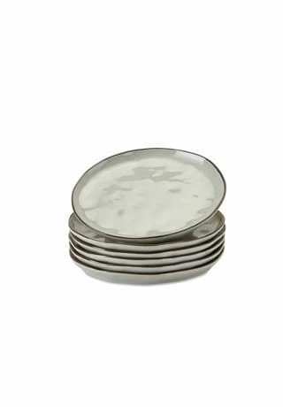 LOBERON Dessertteller 6er Set Biarré Grau 3 LOBERON Dessertteller 6er Set Biarré Grau